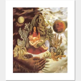 The Love Embrace of the Universe the Earth Mexico Myself Diego and Senor Xolotl by Frida Kahlo Posters and Art